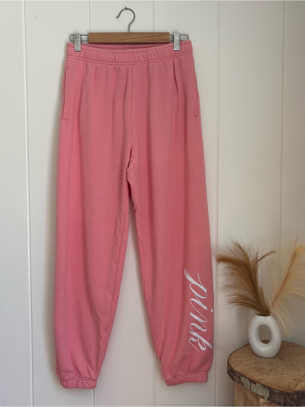 PINK Victoria's Secret Coral Pink Logo Joggers